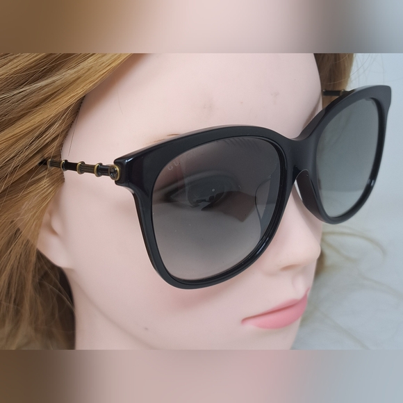 Gucci Sunglasses GG0655SA 001 Black Gold Grey Full Rim Square 56MM 56-17-150 - Picture 6 of 16
